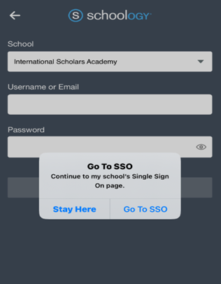Schoology login screen - Stay Here
